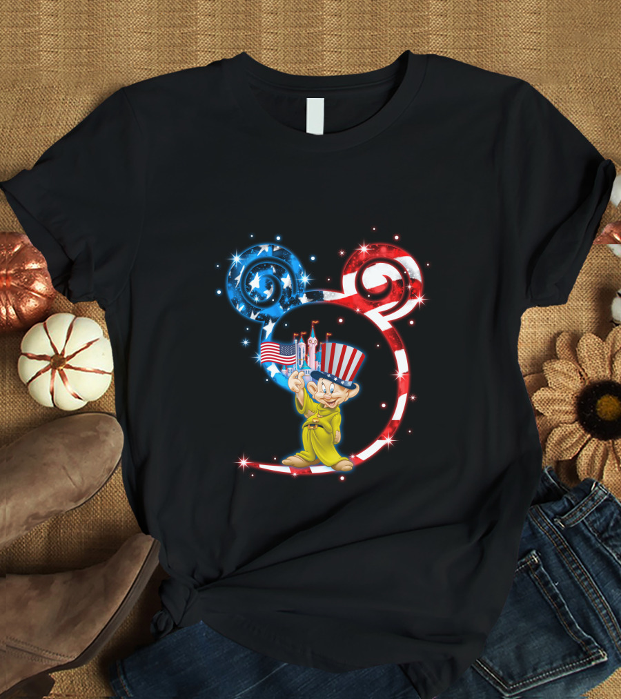 Dopey Patriotic Mickey Ears With American Flag And Hat T-Shirt