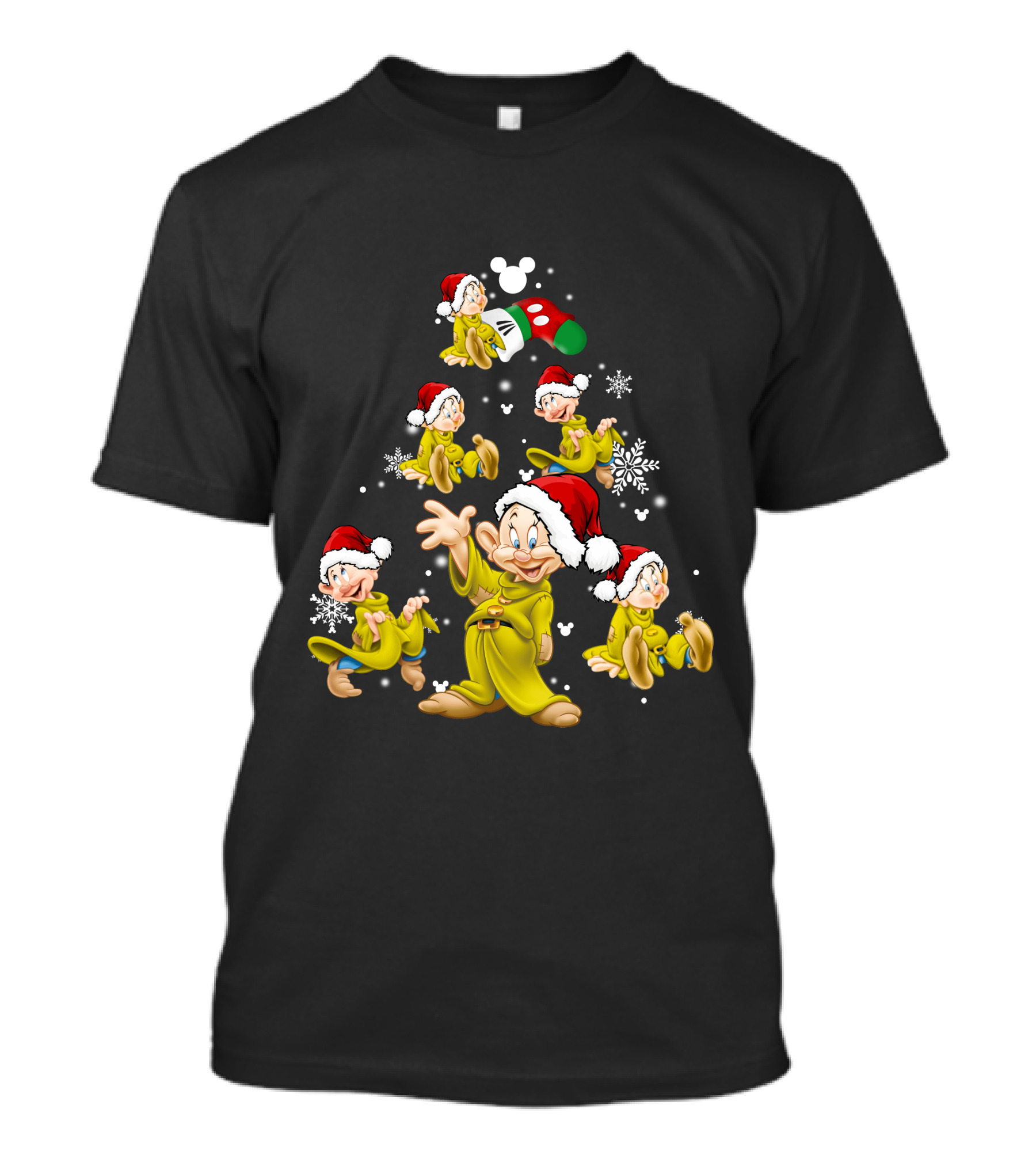 Disney Dopey Christmas Santa Hat Snowflake Holiday Tree T-Shirt