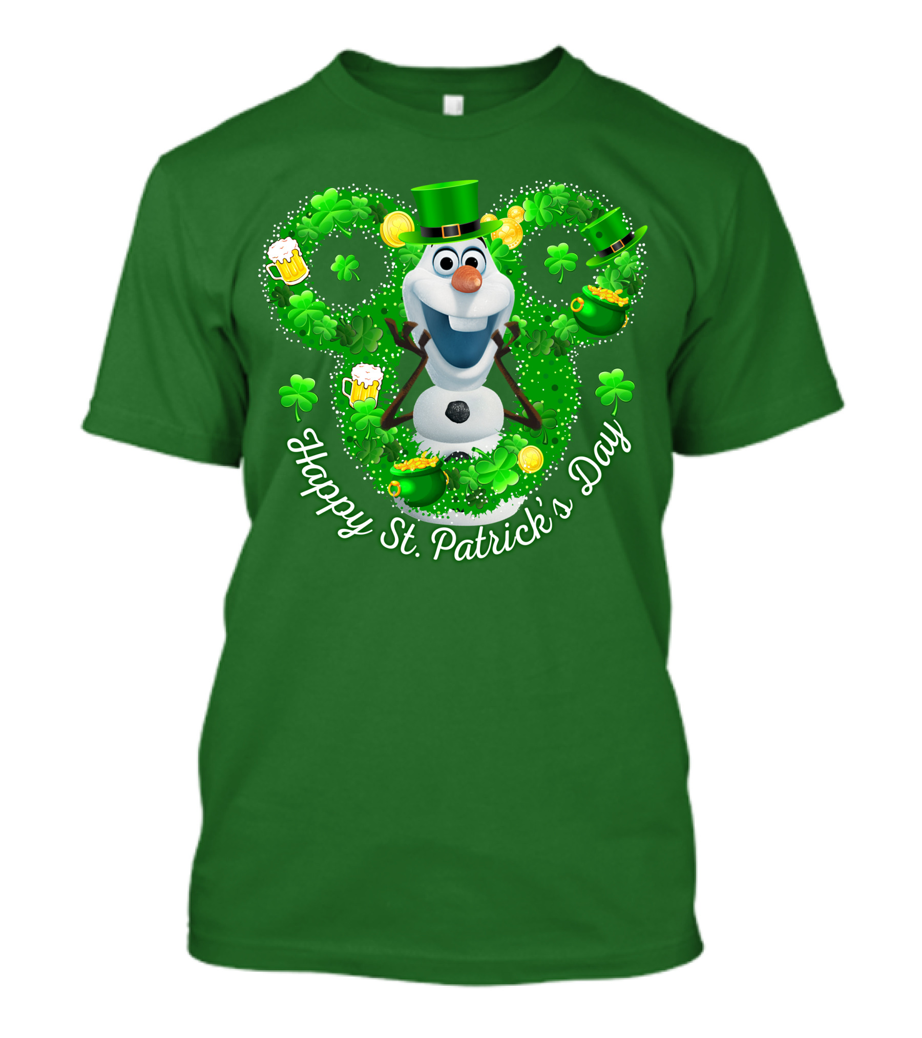 Olaf Happy St. Patrick's Day Shamrocks And Gold T-Shirt