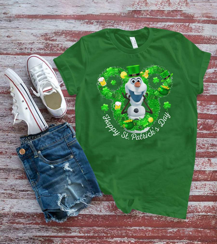 Olaf Happy St. Patrick's Day Shamrocks And Gold T-Shirt