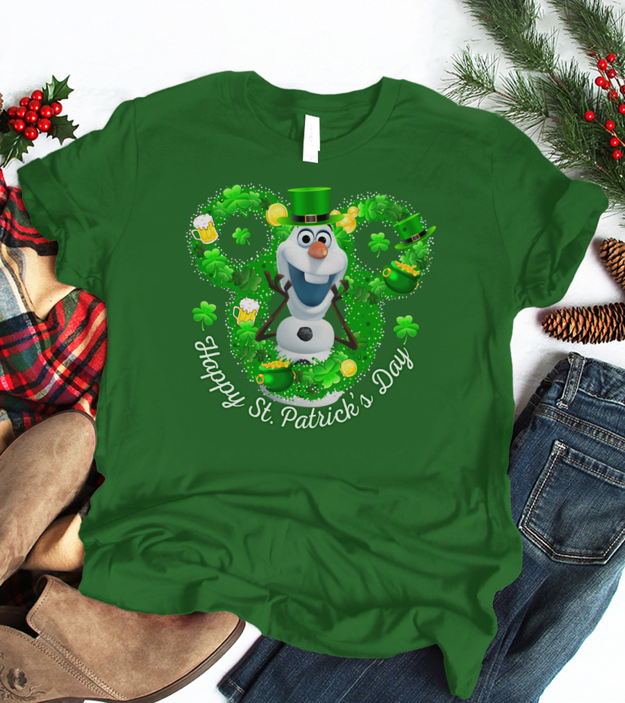 Olaf Happy St. Patrick's Day Shamrocks And Gold T-Shirt