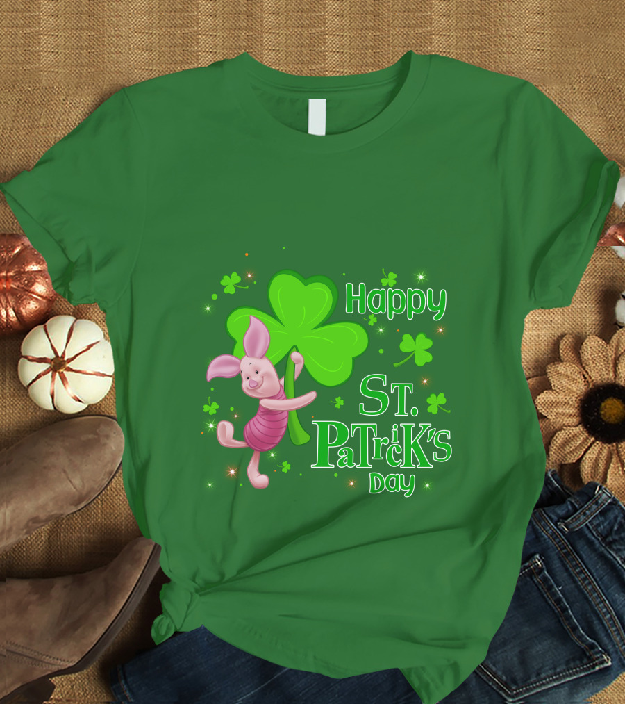 Happy St. Patrick's Day Piglet Shamrock T-Shirt