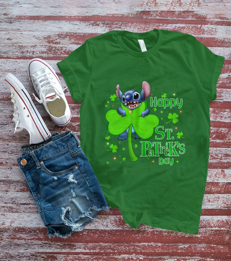 Happy St. Patrick's Day Stitch Shamrock T-Shirt