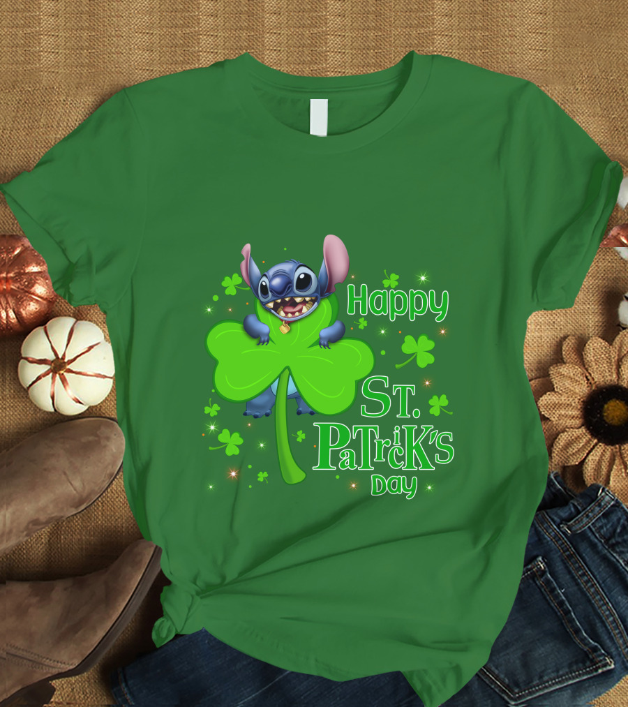 Happy St. Patrick's Day Stitch Shamrock T-Shirt