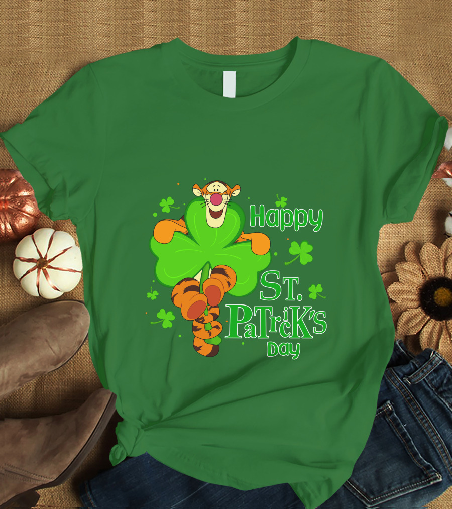 Tigger Happy St. Patrick's Day Shamrock T-Shirt