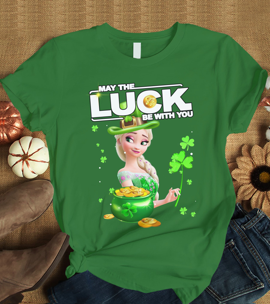 May The Luck Be With You St Patrick's Day Elsa T-Shirt