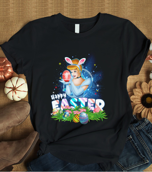 Cinderella Easter Bunny Ears With Colorful Eggs And Flowers T-Shirt
