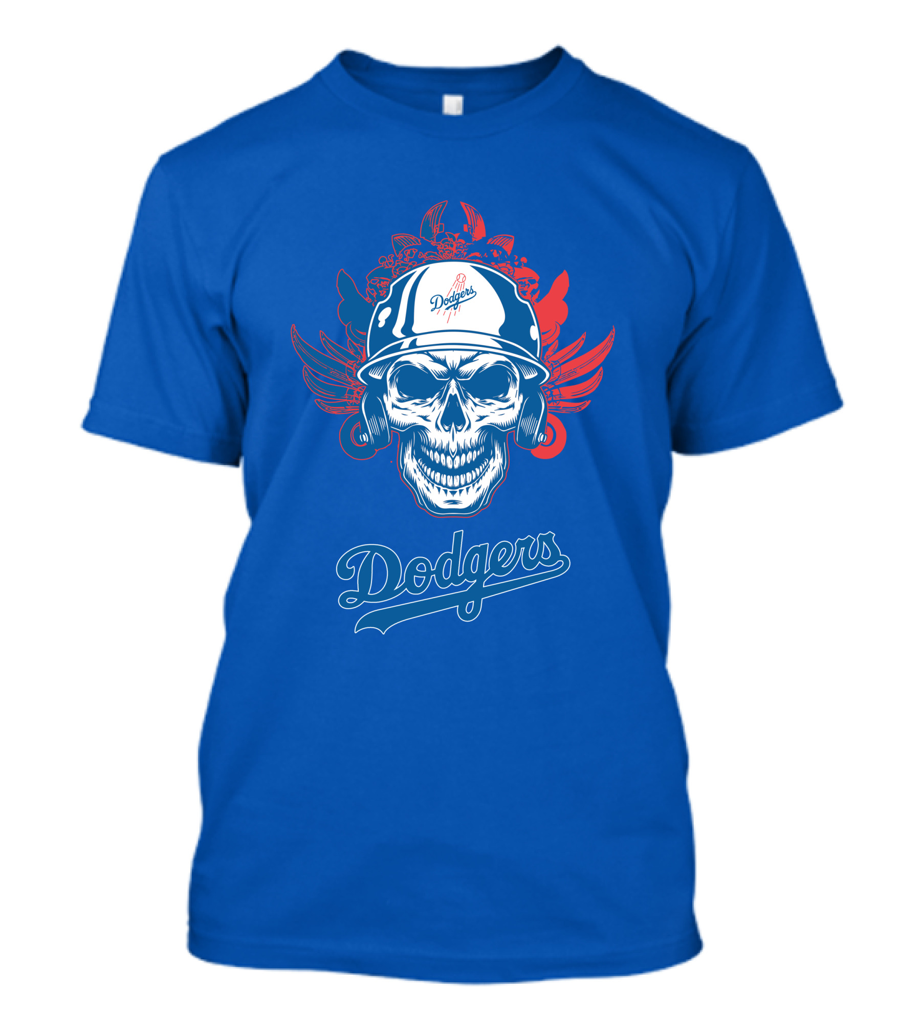 Dodgers Skull With Wings And Helmet T-Shirt
