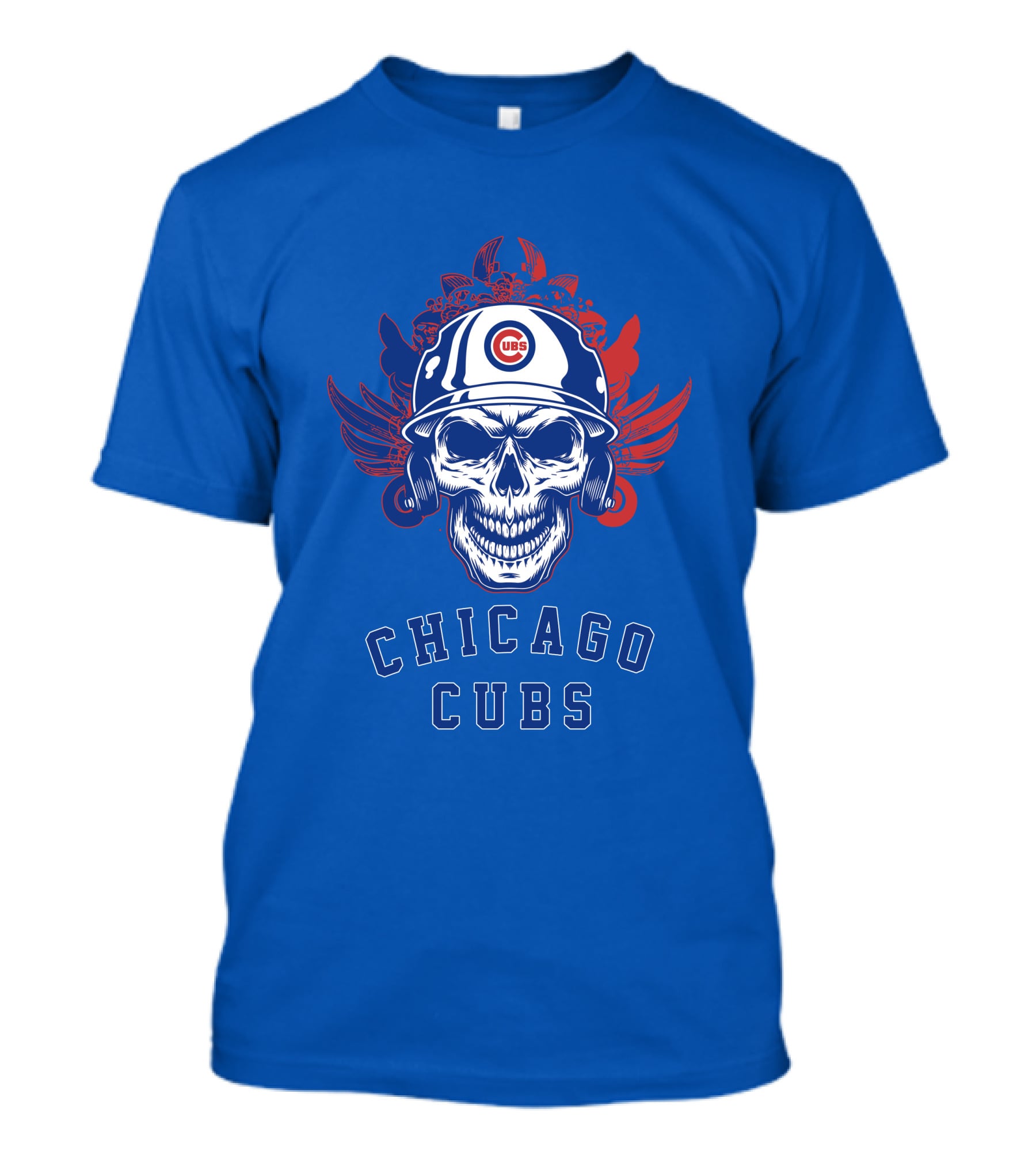 Chicago Cubs Skull Logo With Helmet And Wings T-Shirt