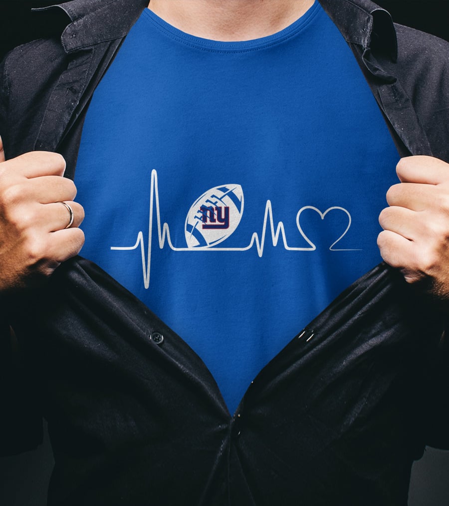 New York Giants Heartbeat Football T-Shirt