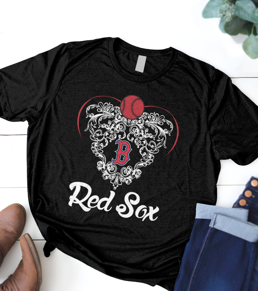 Red Sox Heart Baseball 'B' T-Shirt
