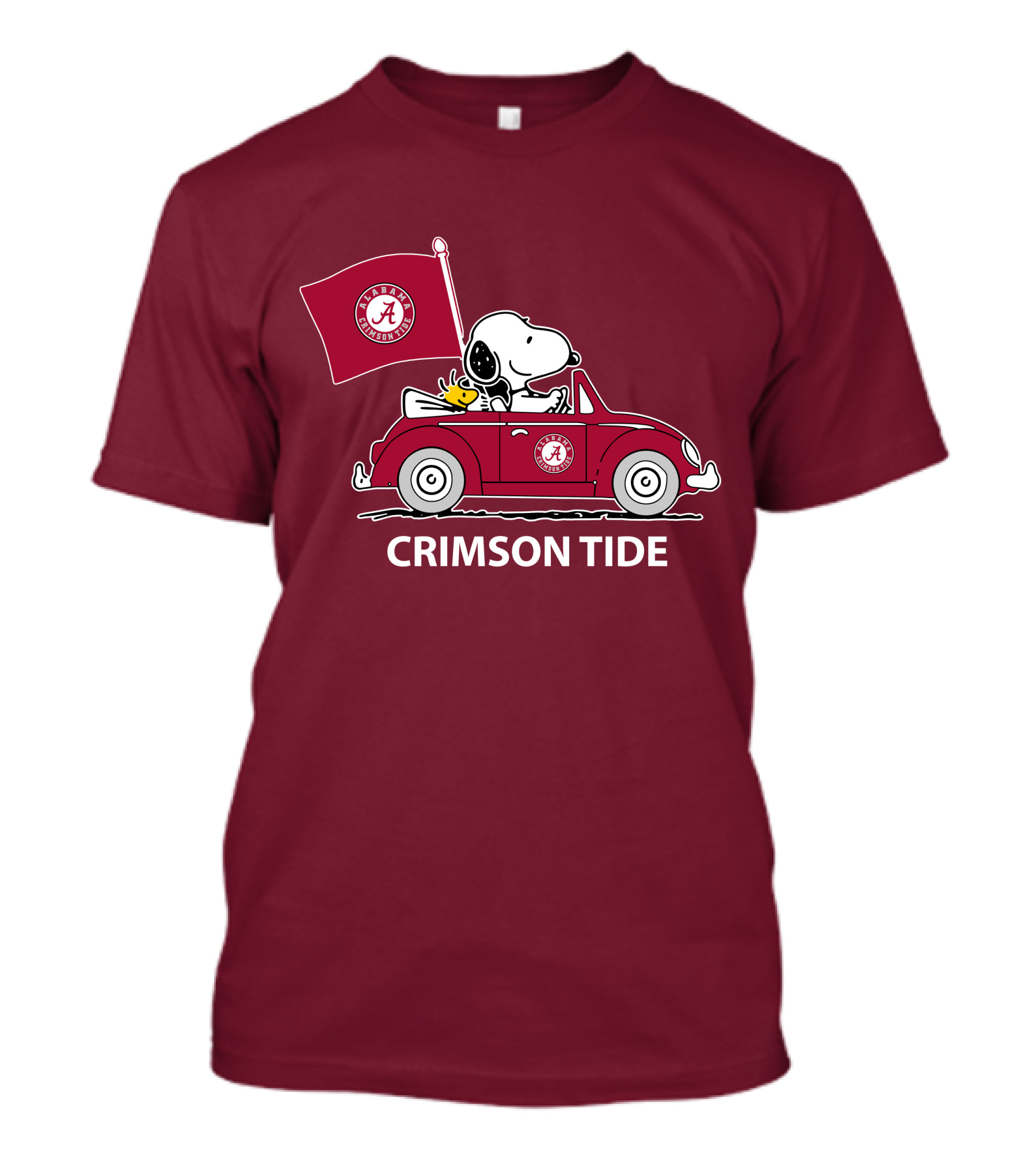 Alabama Crimson Tide Snoopy Woodstock Driving Car T-Shirt