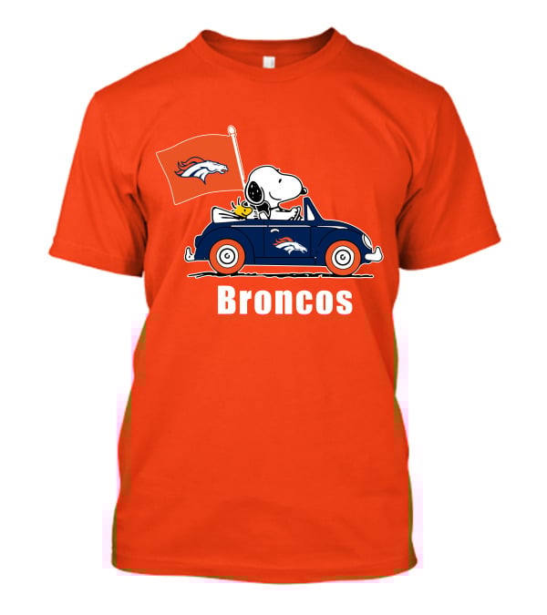 Denver Broncos Snoopy Car Broncos Flag T-Shirt