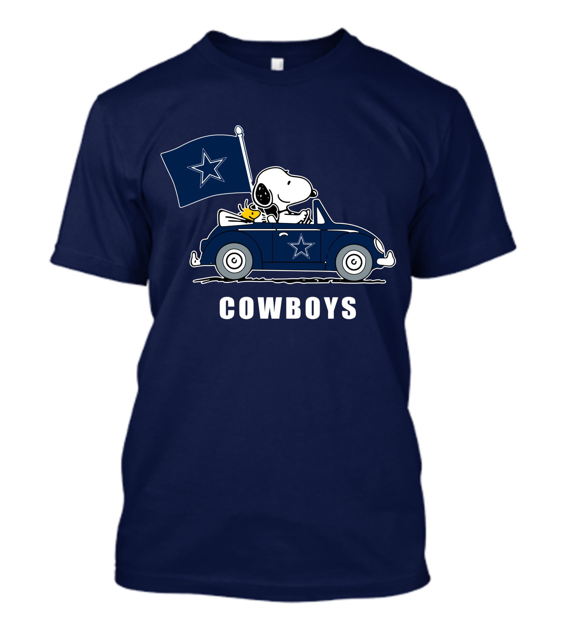 Cowboys Snoopy Dallas Cowboys Flag Peanuts Woodstock Car Blue Star T-Shirt