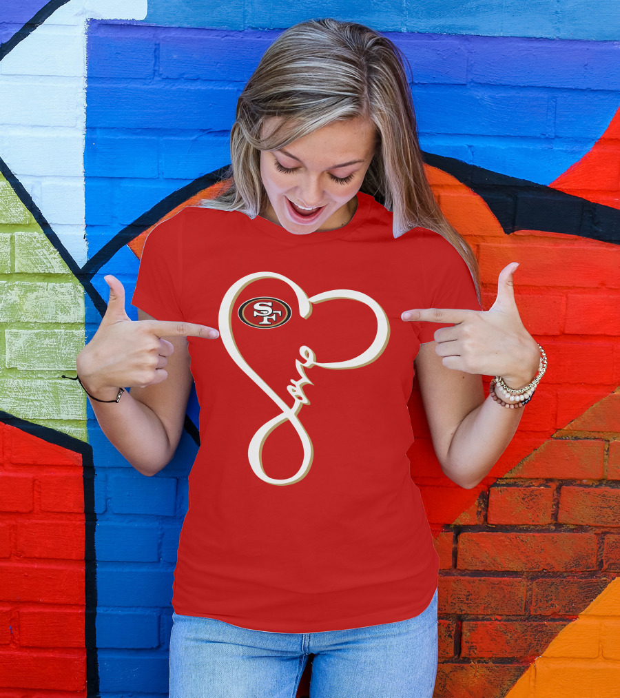 Love San Francisco 49ers Heart SF T-Shirt