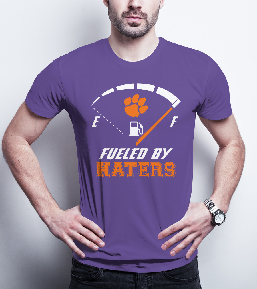 Clemson Tigers Fueled By Haters Gas Gauge Paw T-Shirt