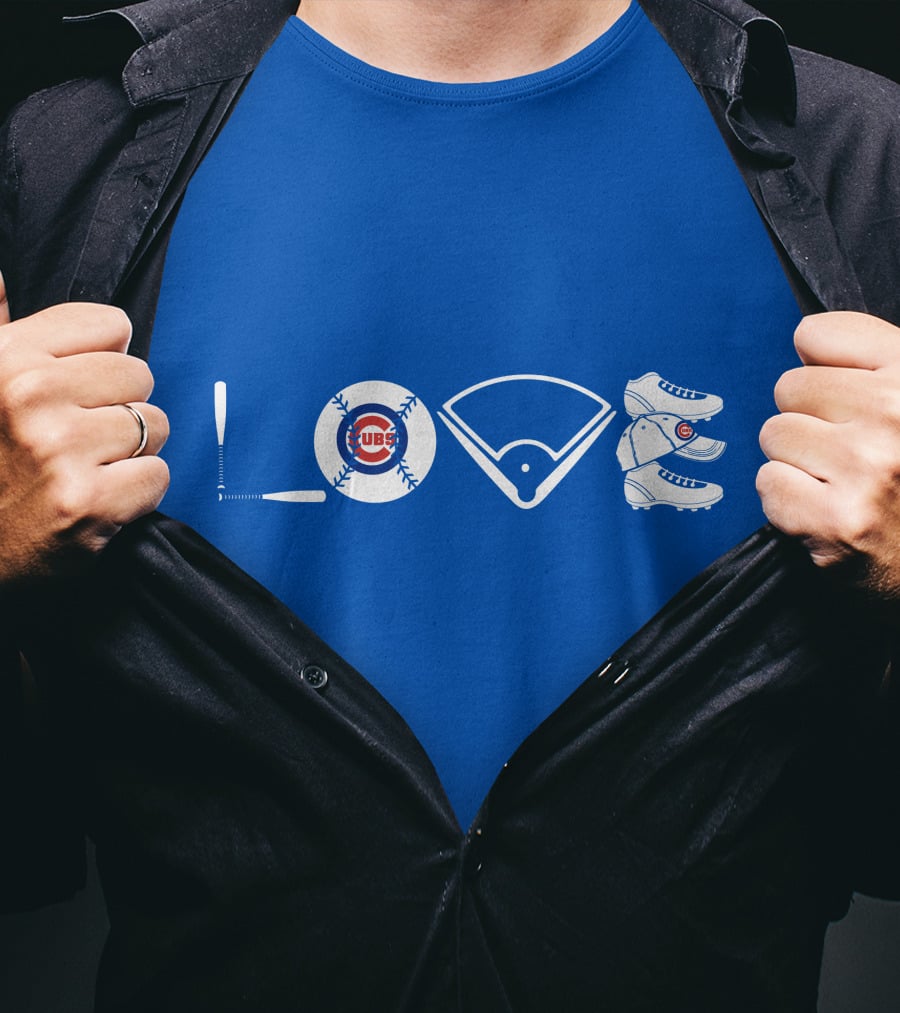 Love Cubs Baseball Field Bat Cleats T-Shirt