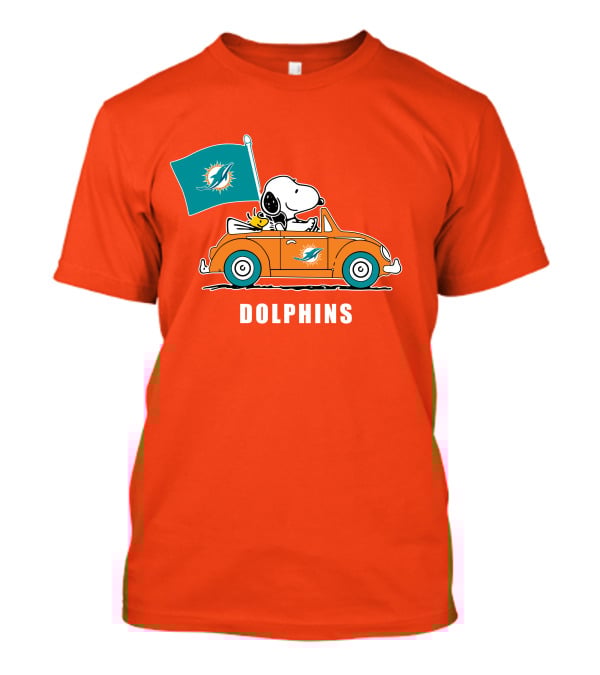 Miami Dolphins Snoopy Woodstock Driving Car Flag T-Shirt