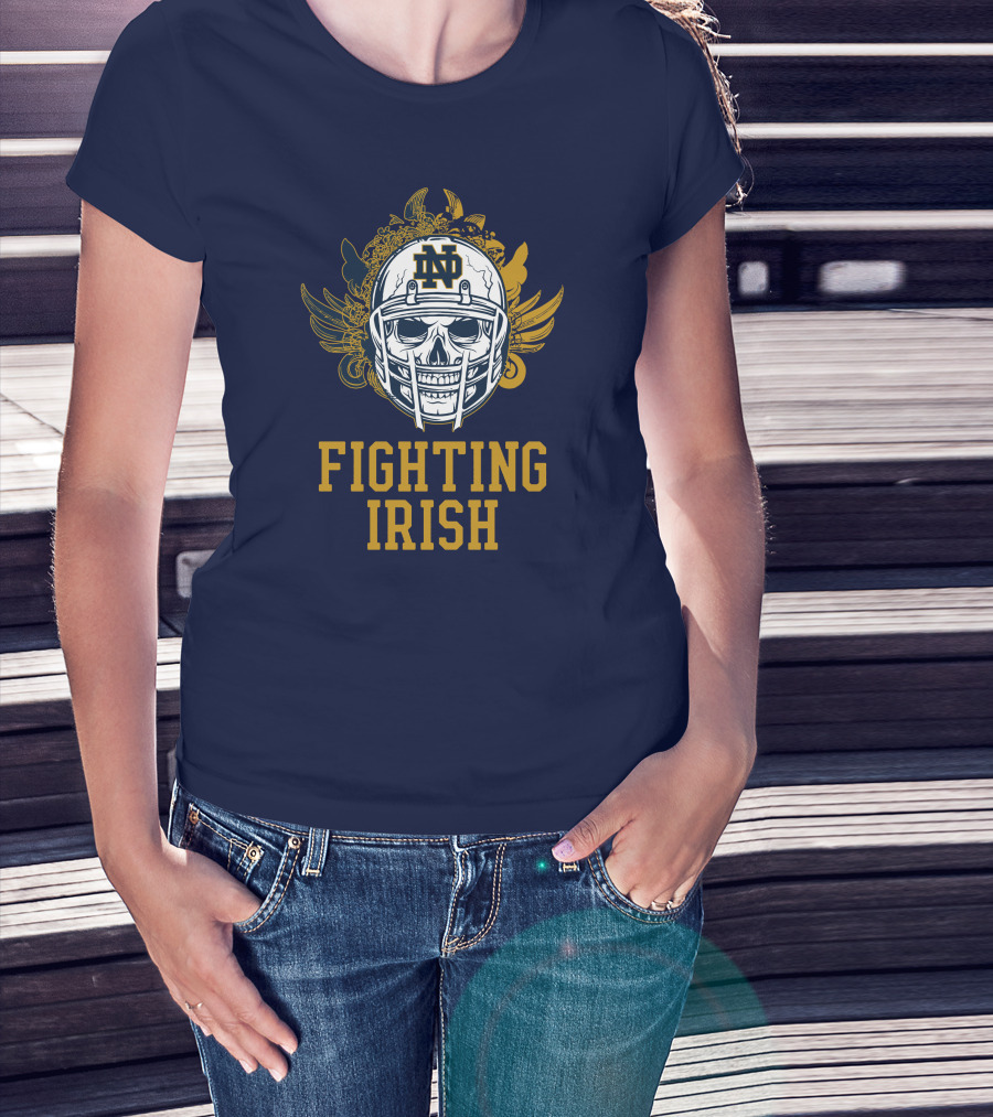 Notre Dame Fighting Irish Skull Helmet Emblem T-Shirt