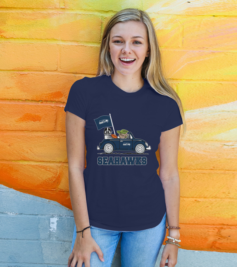 Seahawks Darth Vader Baby Yoda Car Star Wars T-Shirt