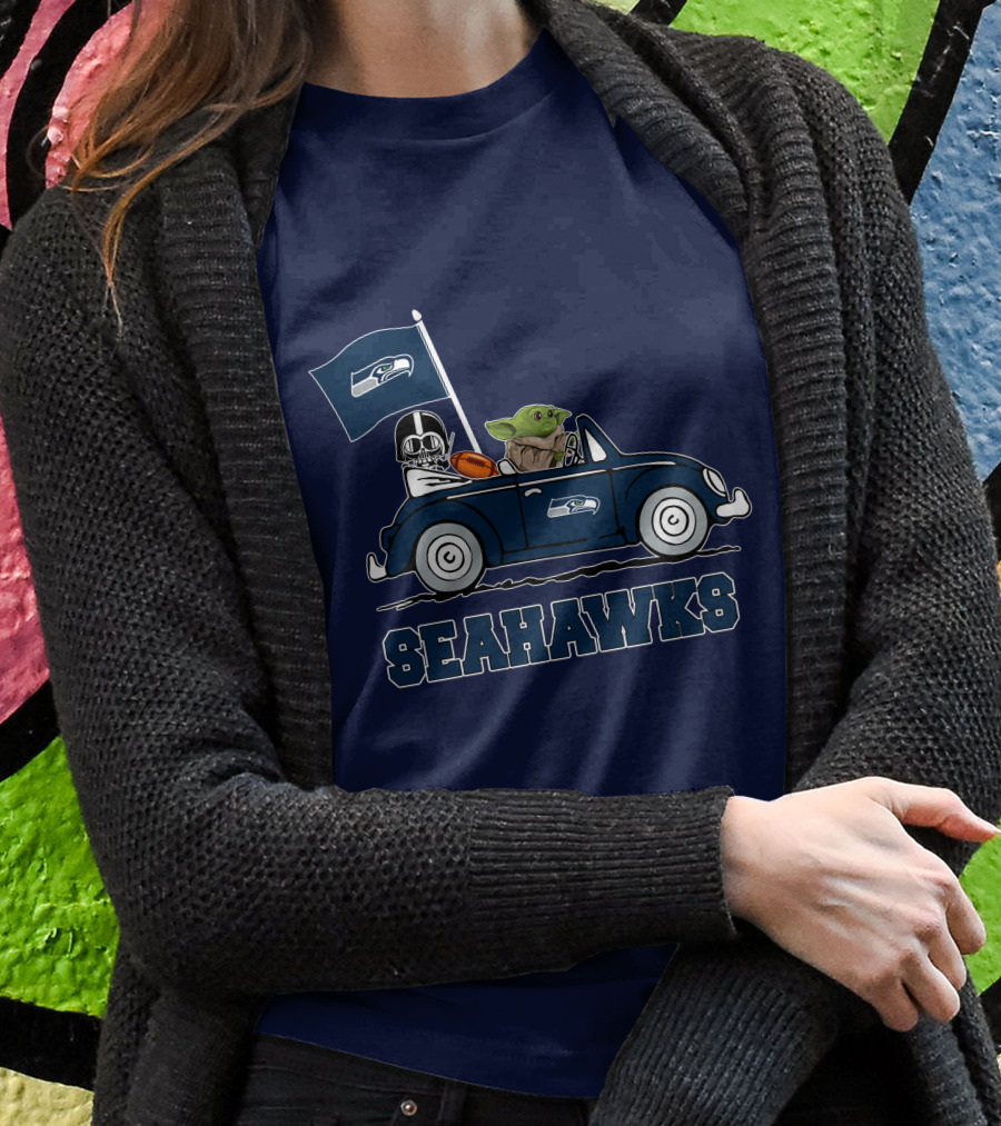 Seahawks Darth Vader Baby Yoda Car Star Wars T-Shirt