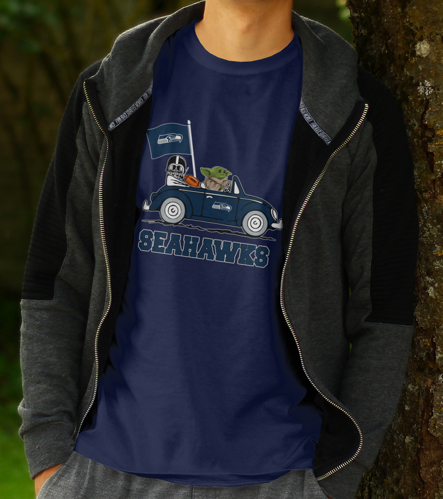 Seahawks Darth Vader Baby Yoda Car Star Wars T-Shirt