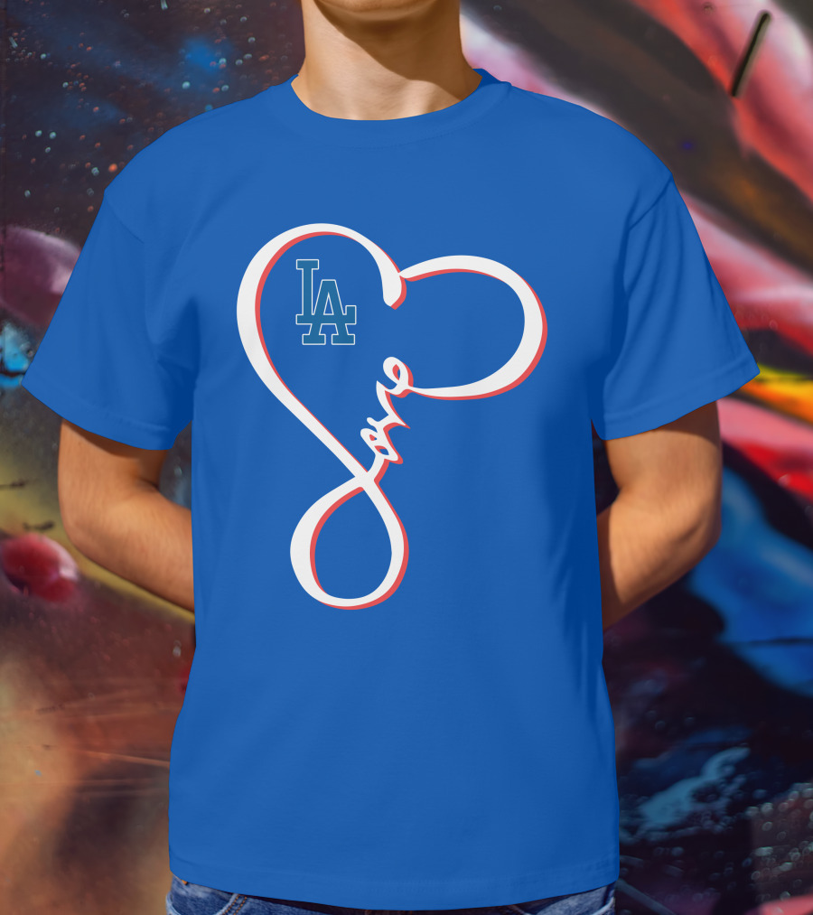 LA Dodgers Love Script With Heart-Shaped T-Shirt