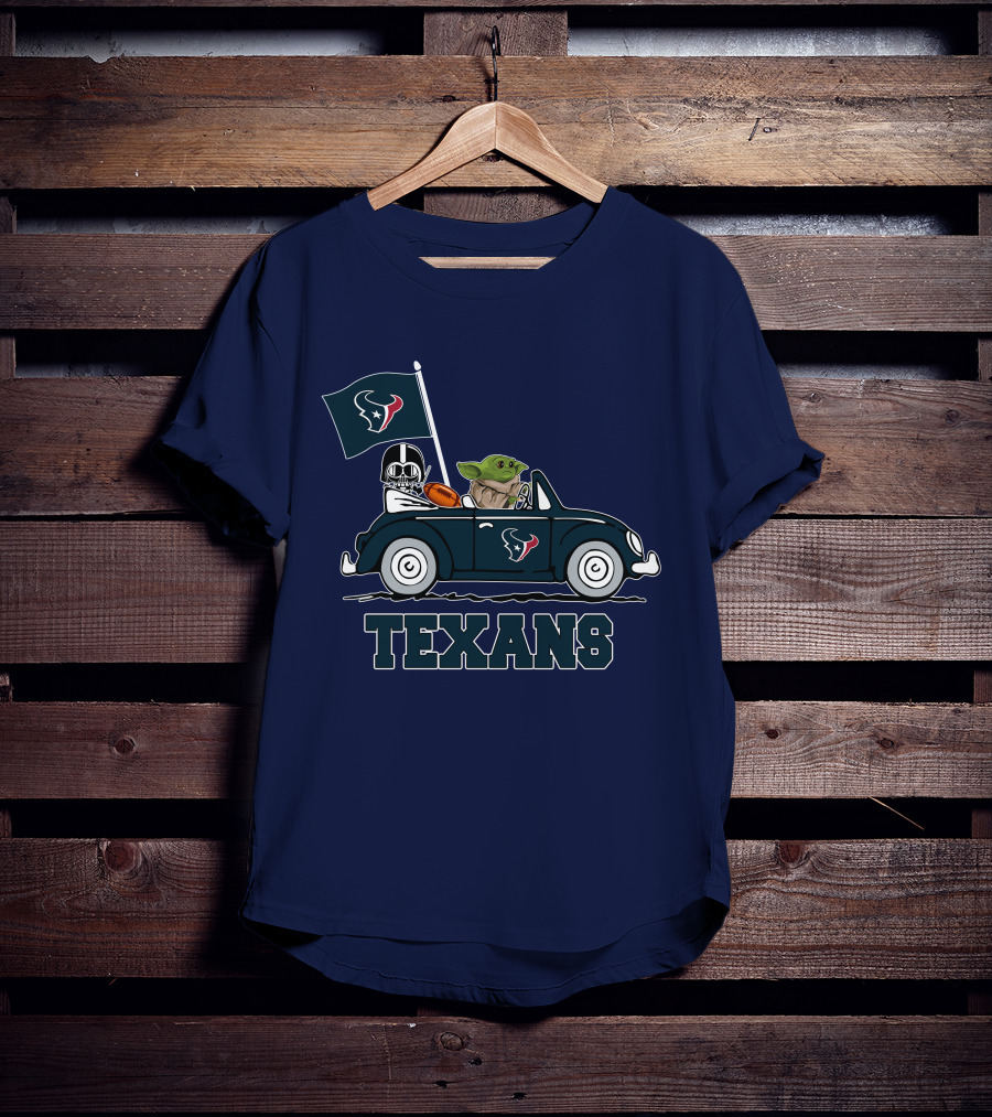 Houston Texans Baby Yoda And Darth Vader Car Adventure Star Wars T-Shirt