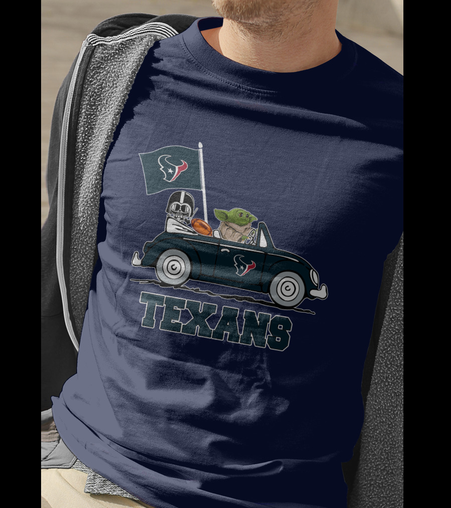 Houston Texans Baby Yoda And Darth Vader Car Adventure Star Wars T-Shirt