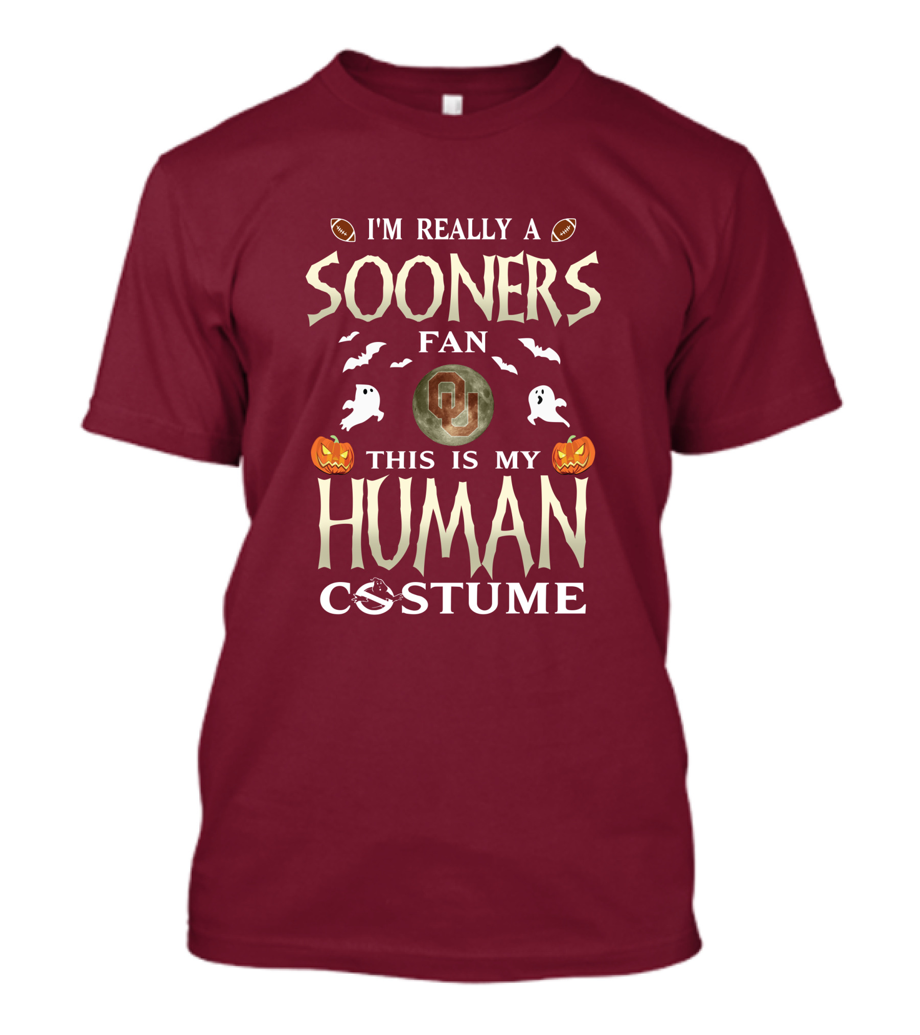 I'm Really A Sooners Fan This Is My Human Costume Halloween Football Oklahoma T-Shirt