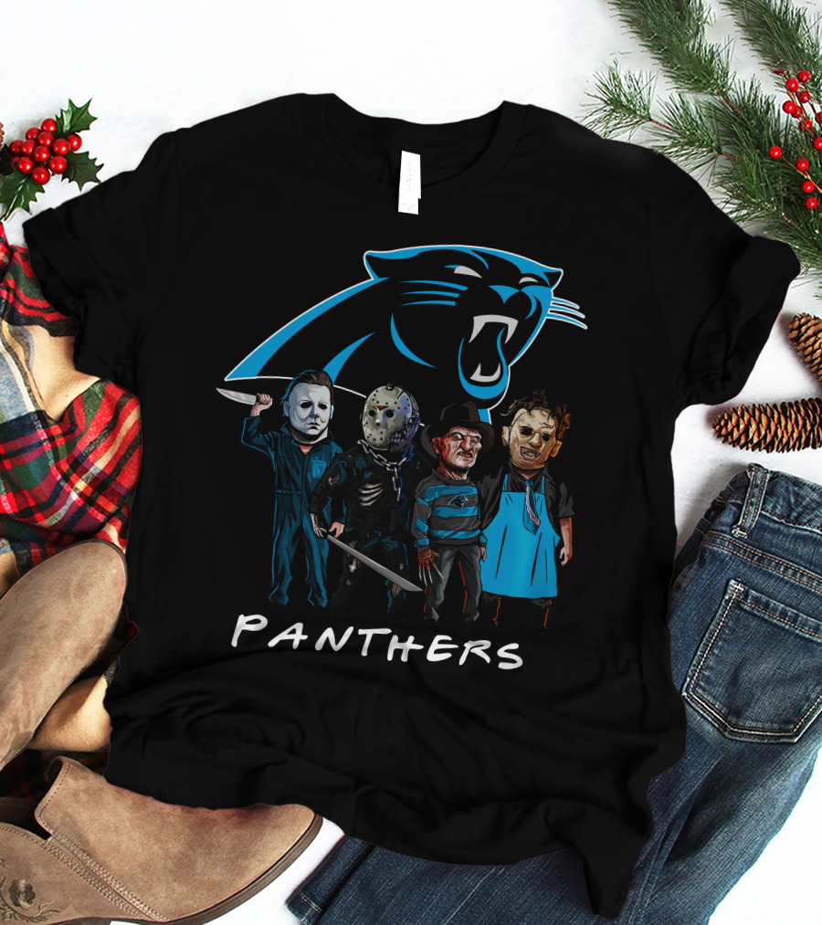 Carolina Panthers Halloween Featuring Iconic Slasher Squad Team T-Shirt