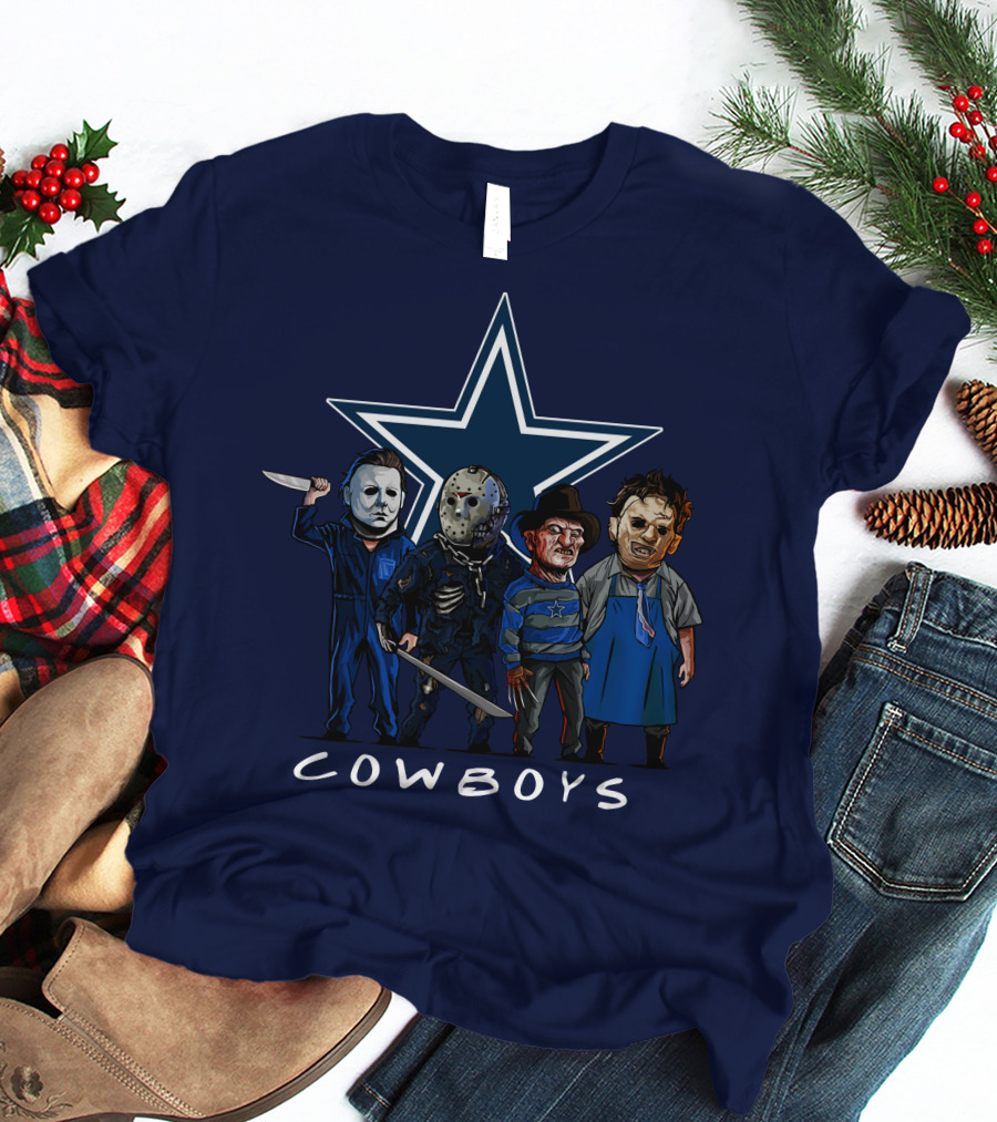 Dallas Cowboys Halloween Slasher Squad Iconic Horror Characters T-Shirt