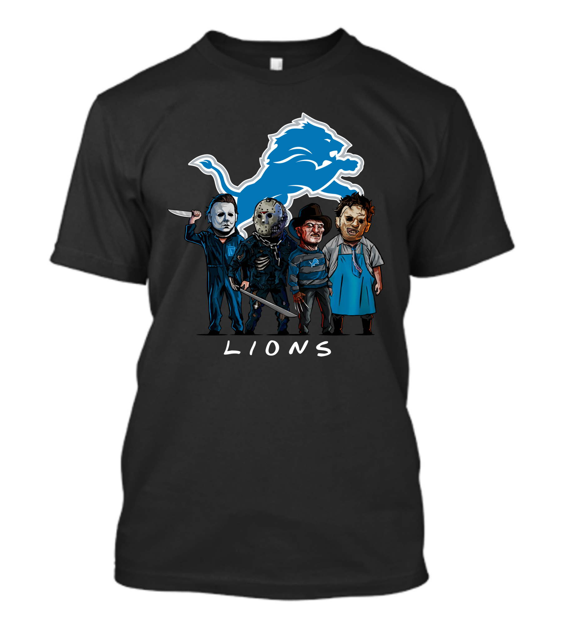 Detroit Lions Halloween Horror Characters Team Squad T-Shirt