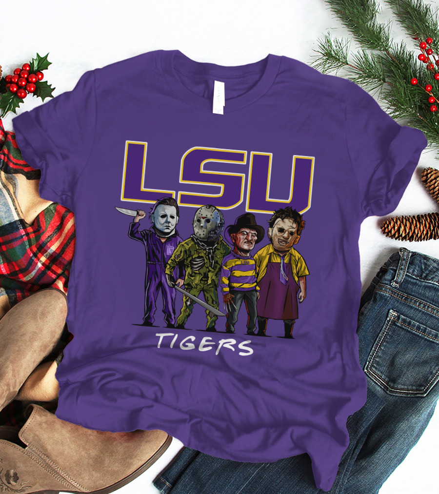 LSU Tigers Halloween The Slasher Squad Teams Horror Characters T-Shirt