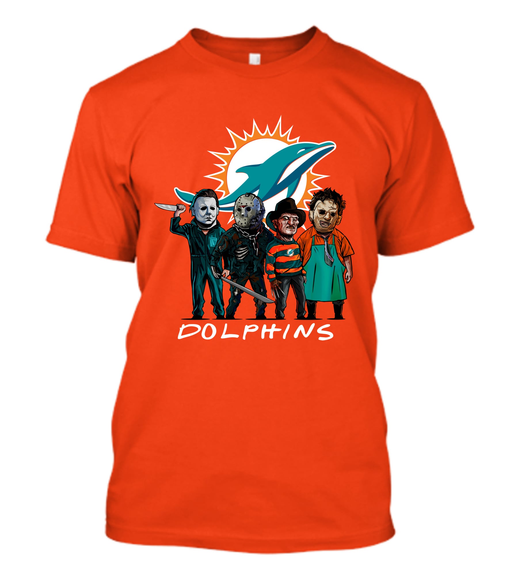 Miami Dolphins Halloween The Slasher Squad Teams Horror Characters T-Shirt