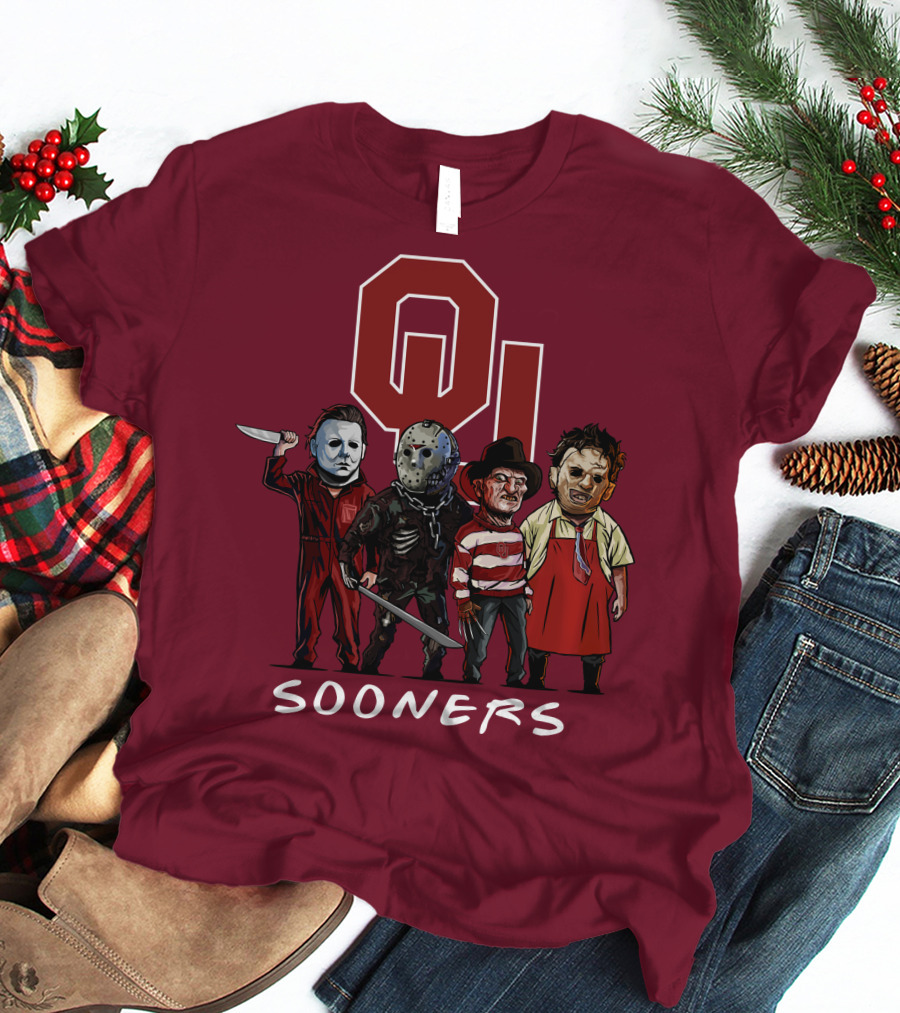 Oklahoma Sooners Halloween Slasher Squad Horror Icons T-Shirt