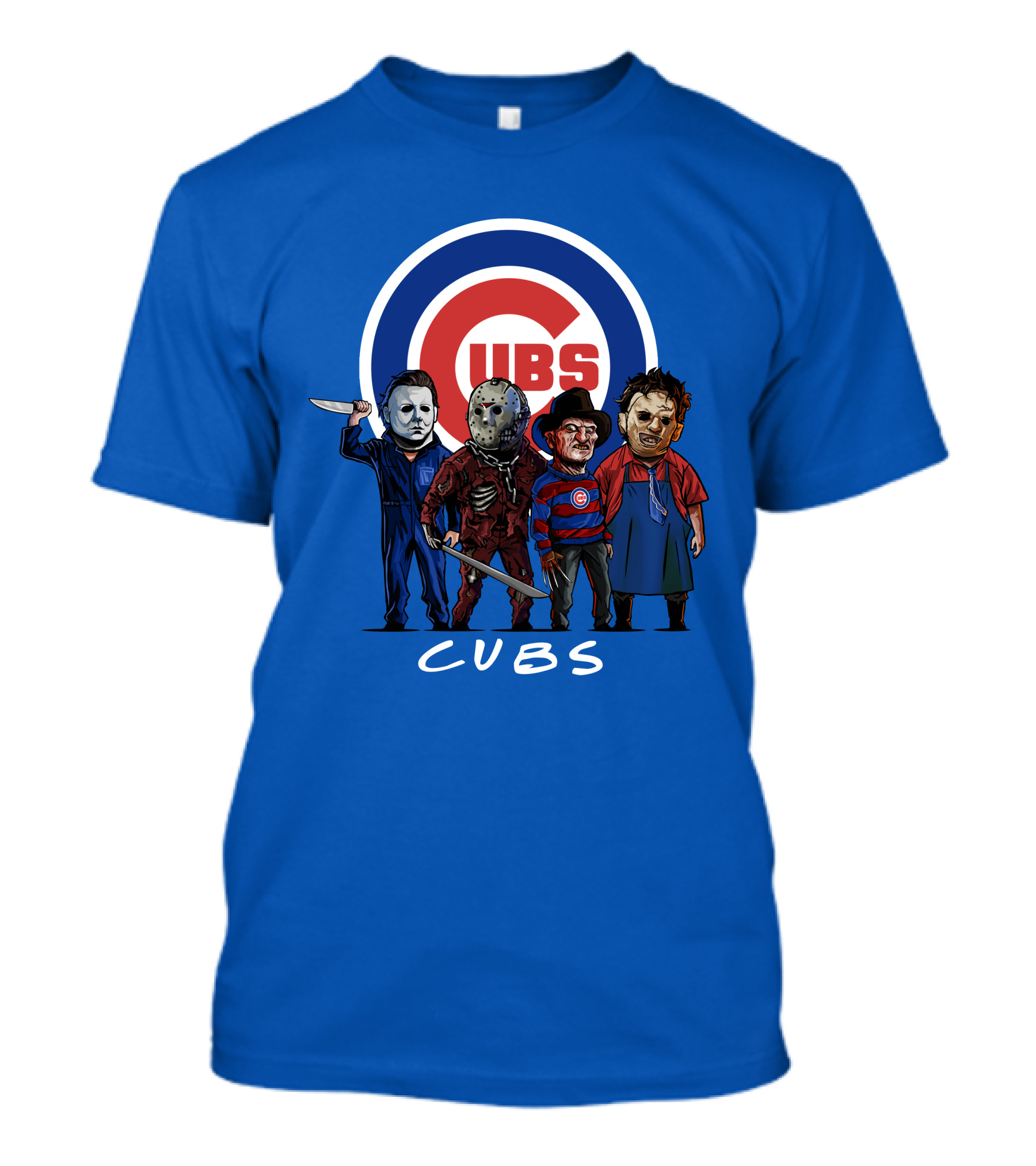 Chicago Cubs Halloween Slasher Squad Featuring Iconic Horror Characters T-Shirt