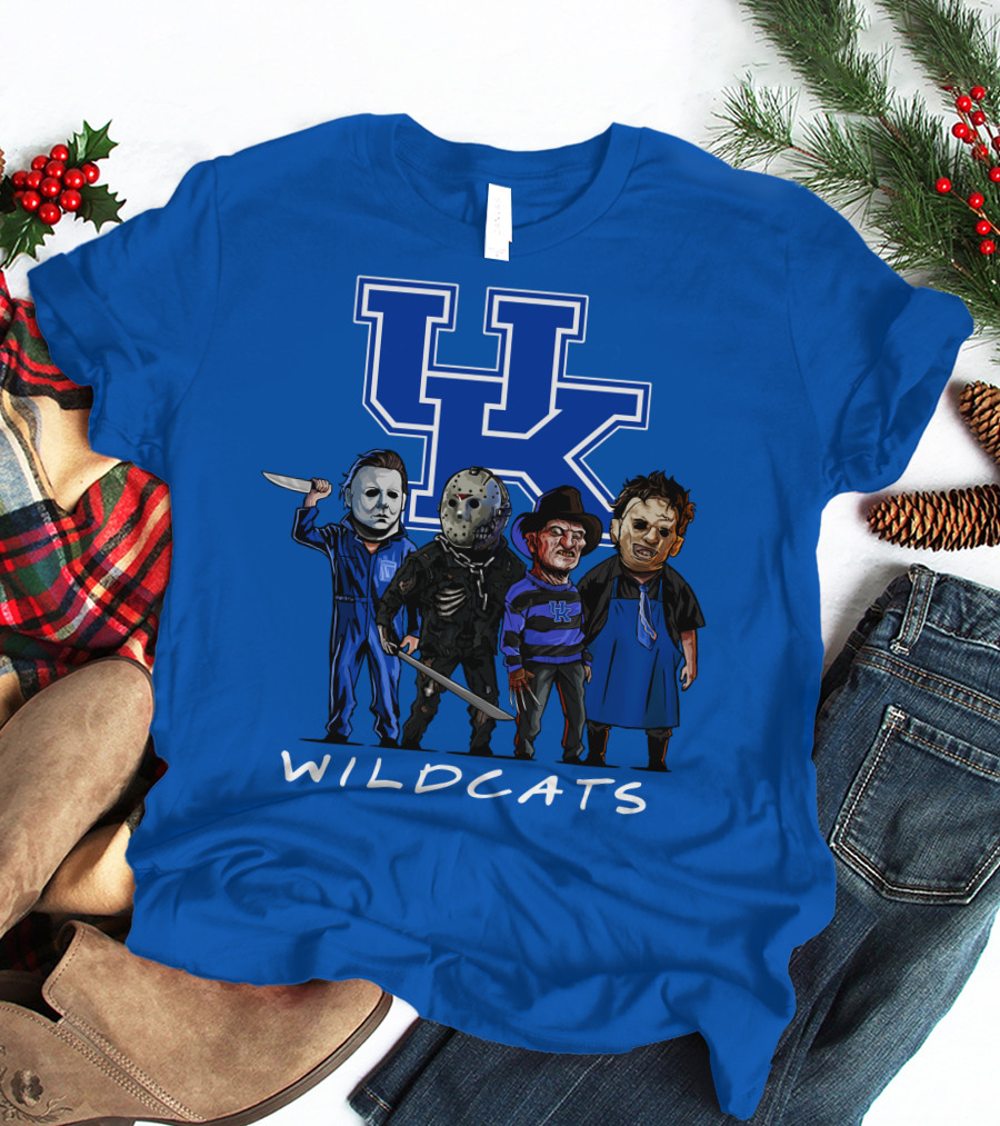 Kentucky Wildcats Halloween Horror Characters Team Up With Iconic Slashers T-Shirt