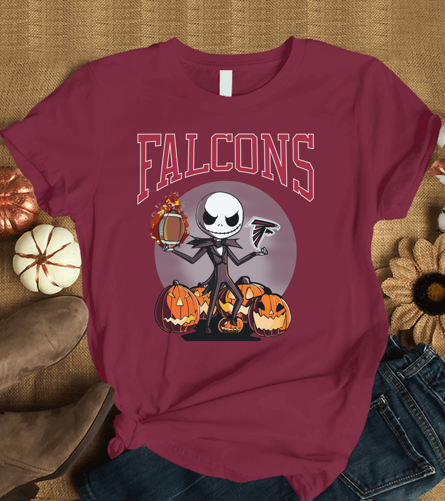 Falcons Halloween Jack Skellington Atlanta Football Pumpkin T-Shirt
