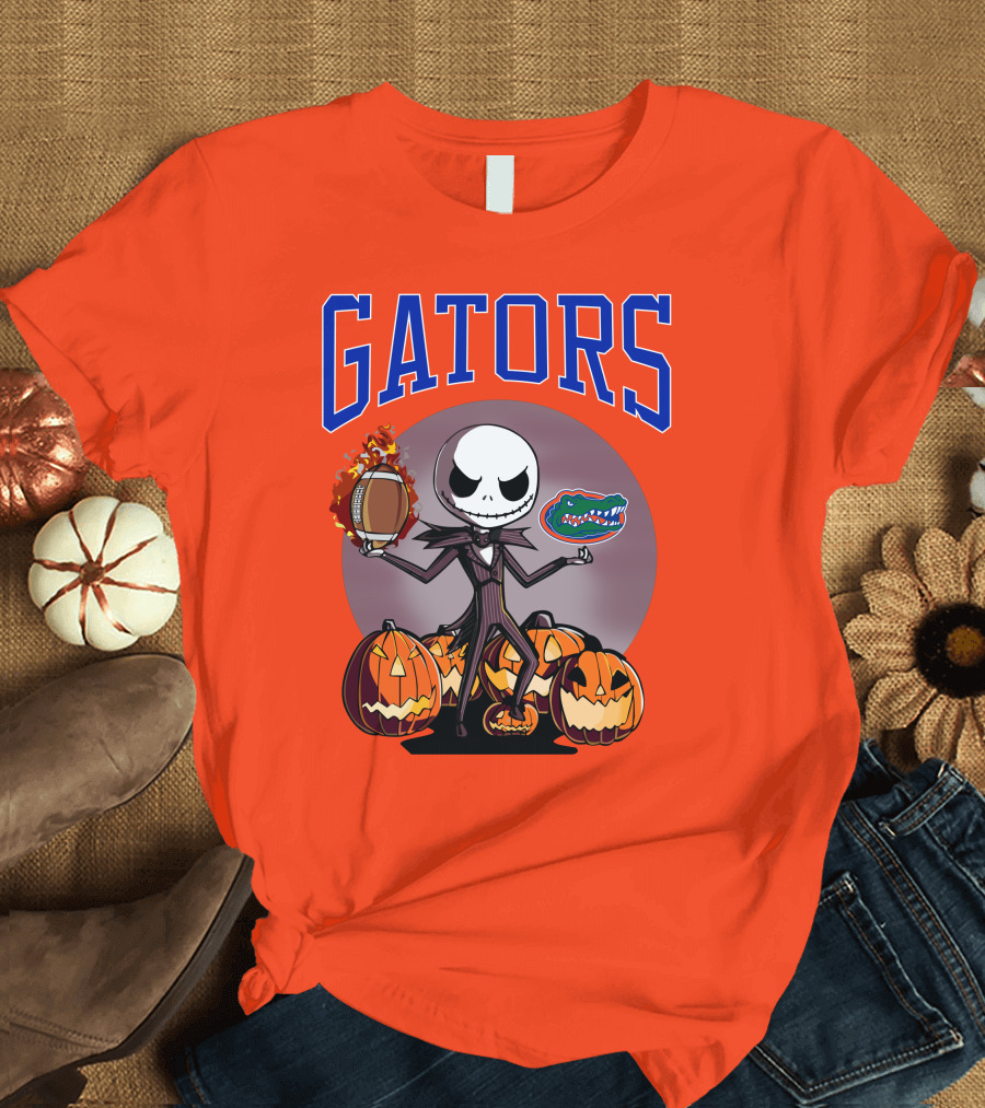 Gators Jack Skellington Florida Halloween Football Pumpkins T-Shirt