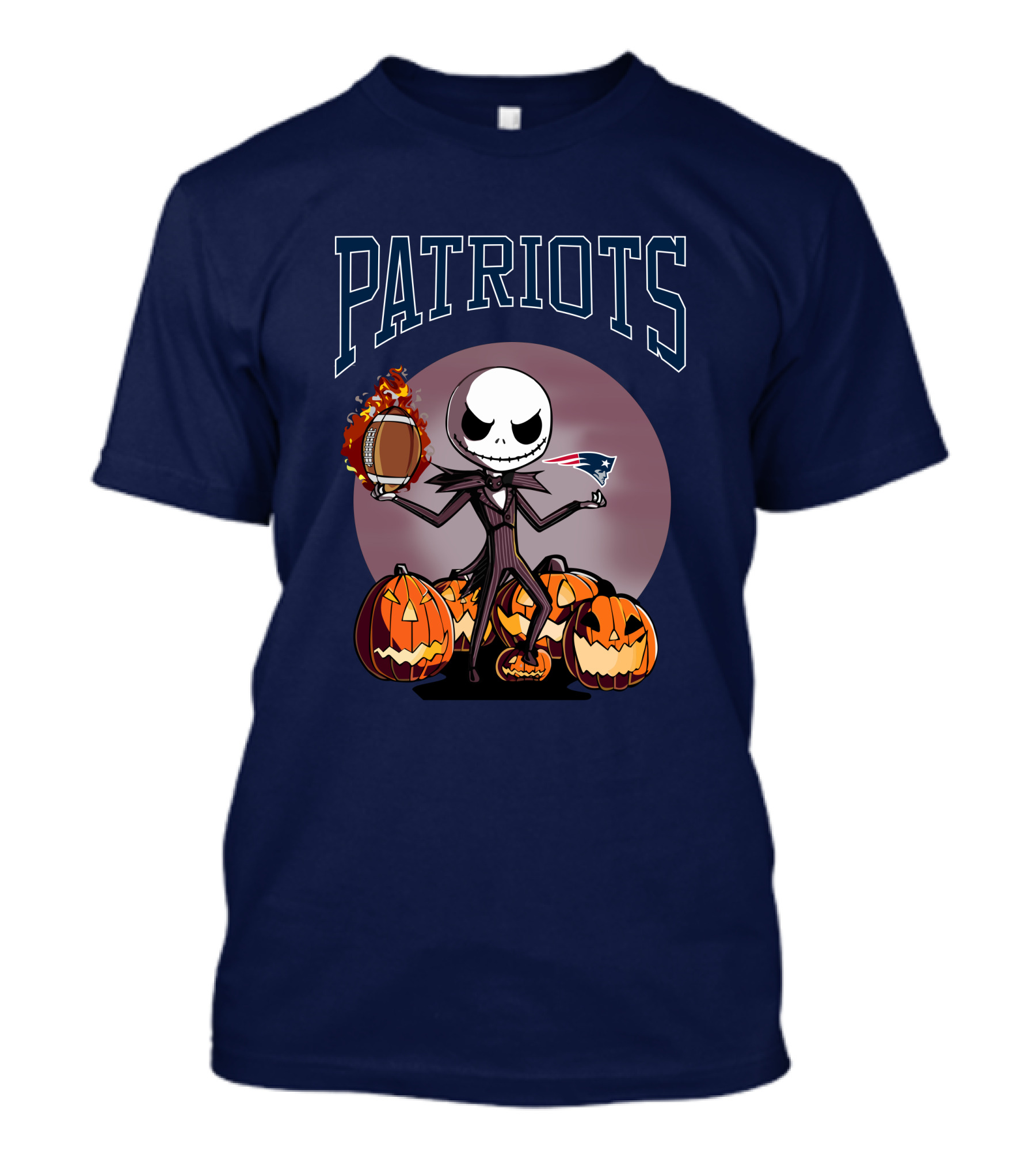 Patriots Jack Skellington Halloween New England Football Pumpkins T-Shirt