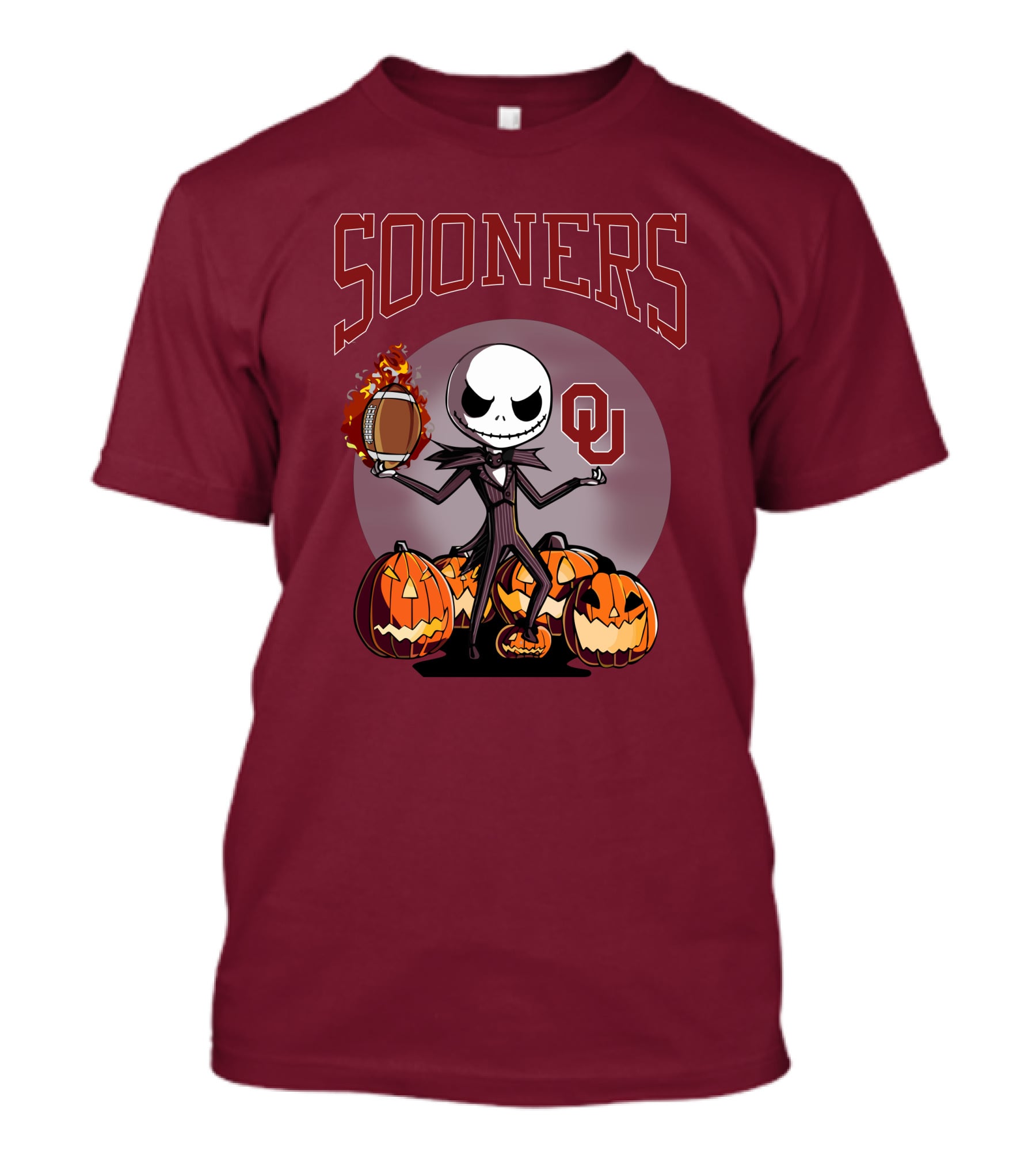 Sooners Halloween Jack Skellington OU Football Pumpkins T-Shirt