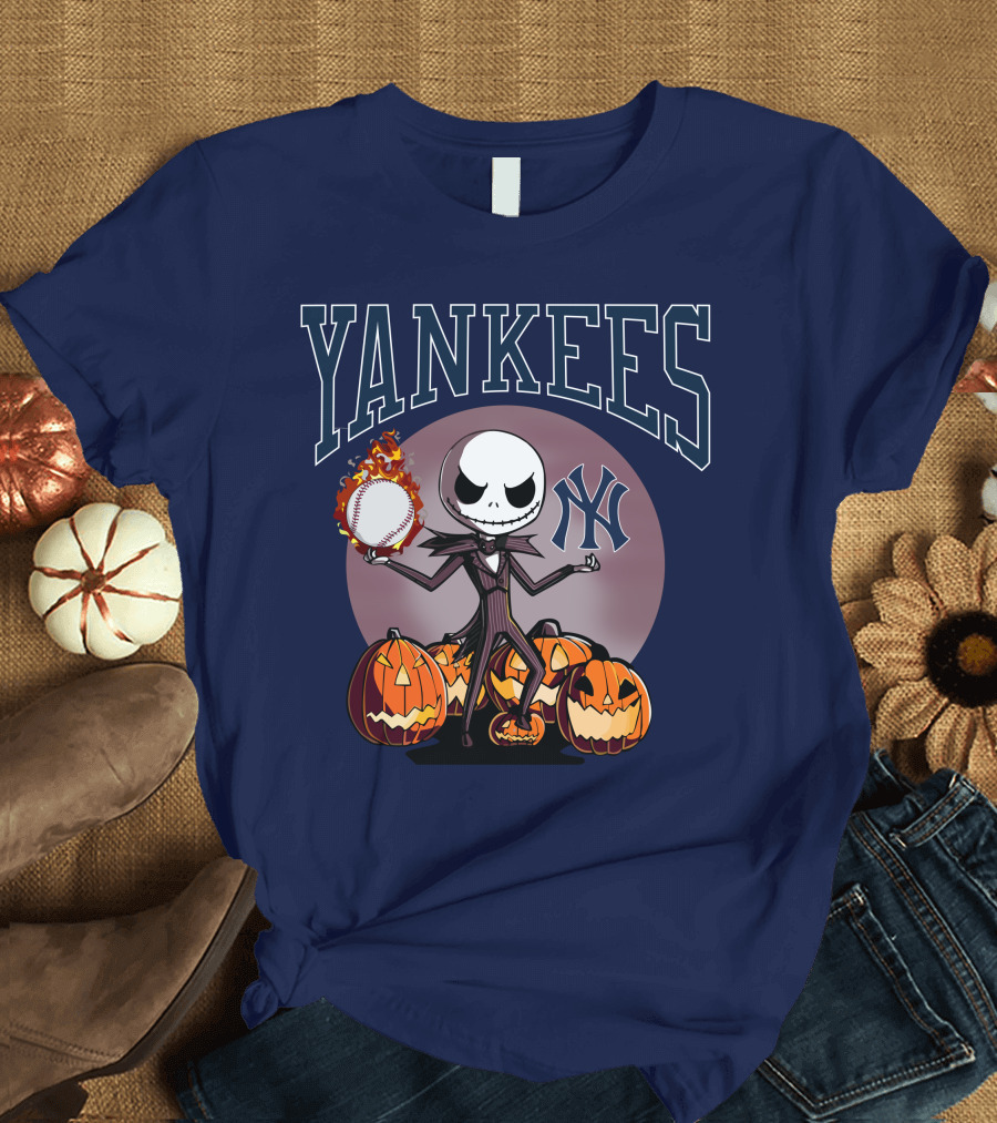 Yankees Jack Skellington Halloween Baseball Pumpkins T-Shirt