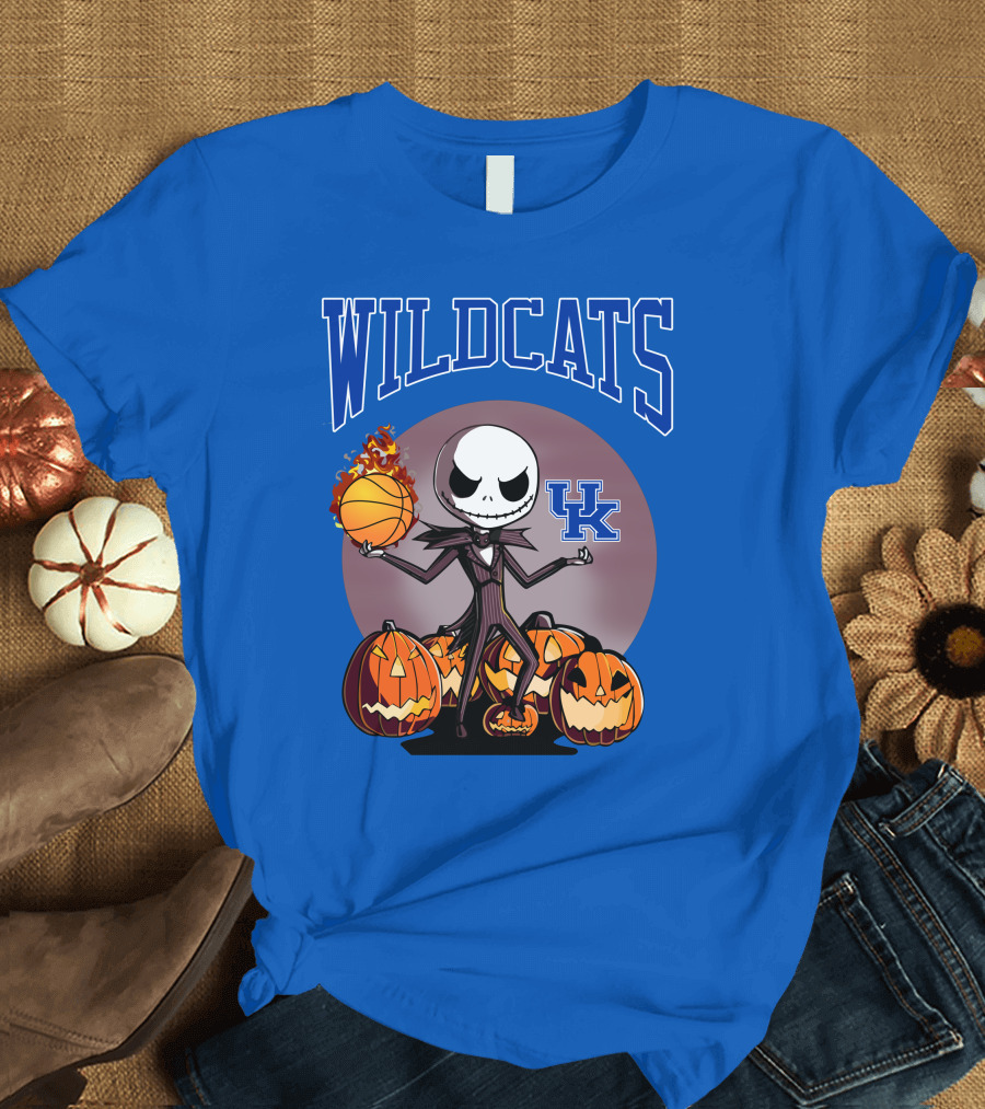Wildcats UK Jack Skellington Halloween Basketball Pumpkins T-Shirt