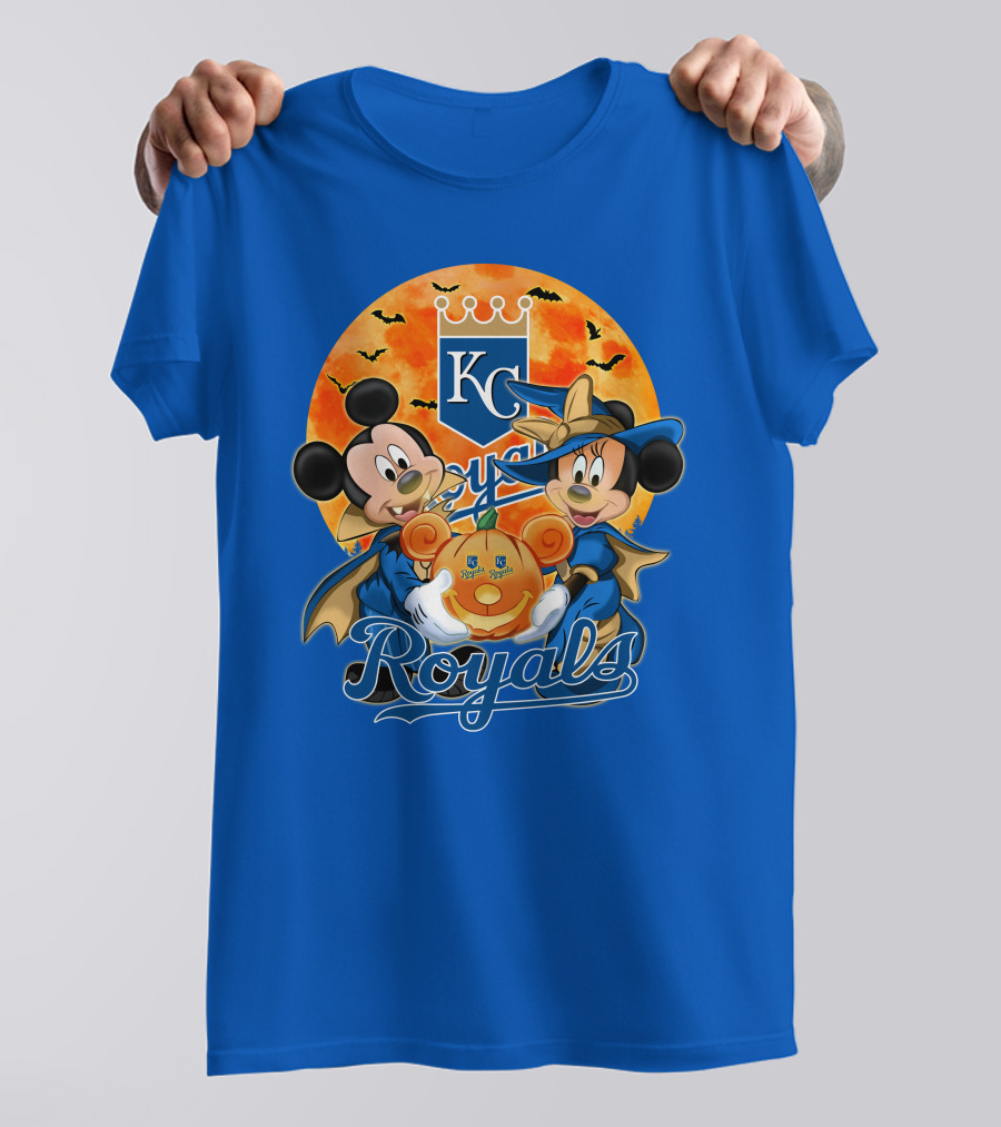 Kansas City Royals Mickey Mouse And Minnie Mouse Halloween Pumpkin Magic T-Shirt