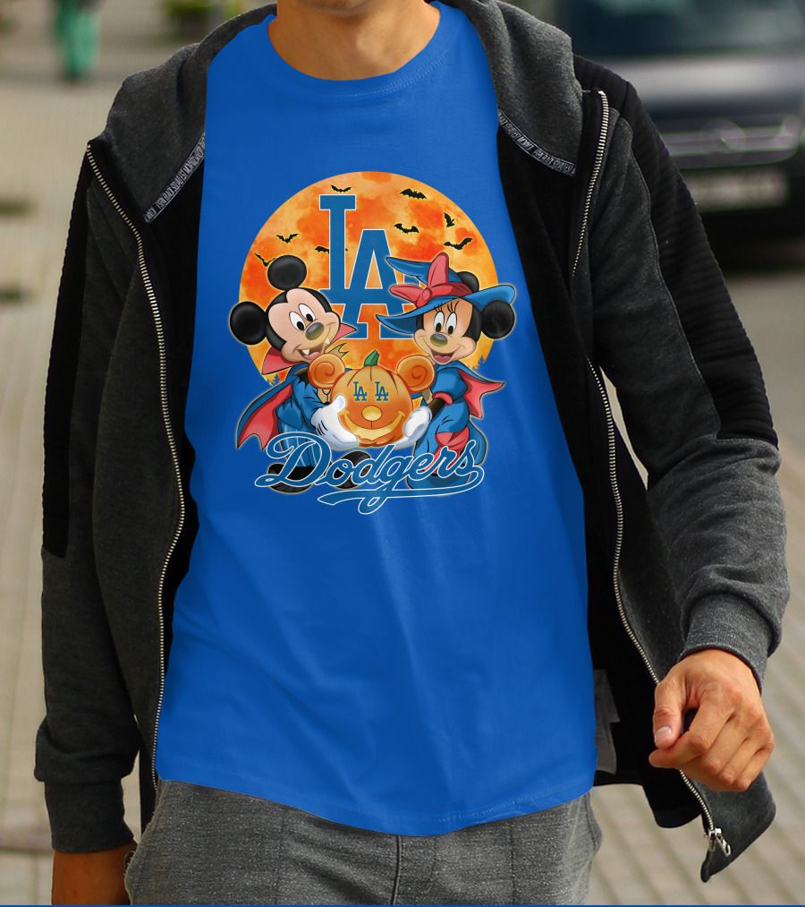 LA Dodgers Mickey Mouse Minnie Mouse Halloween Pumpkin Magic T-Shirt