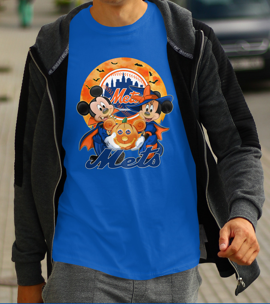 Mickey Minnie Mets Halloween Pumpkin Baseball Bats T-Shirt