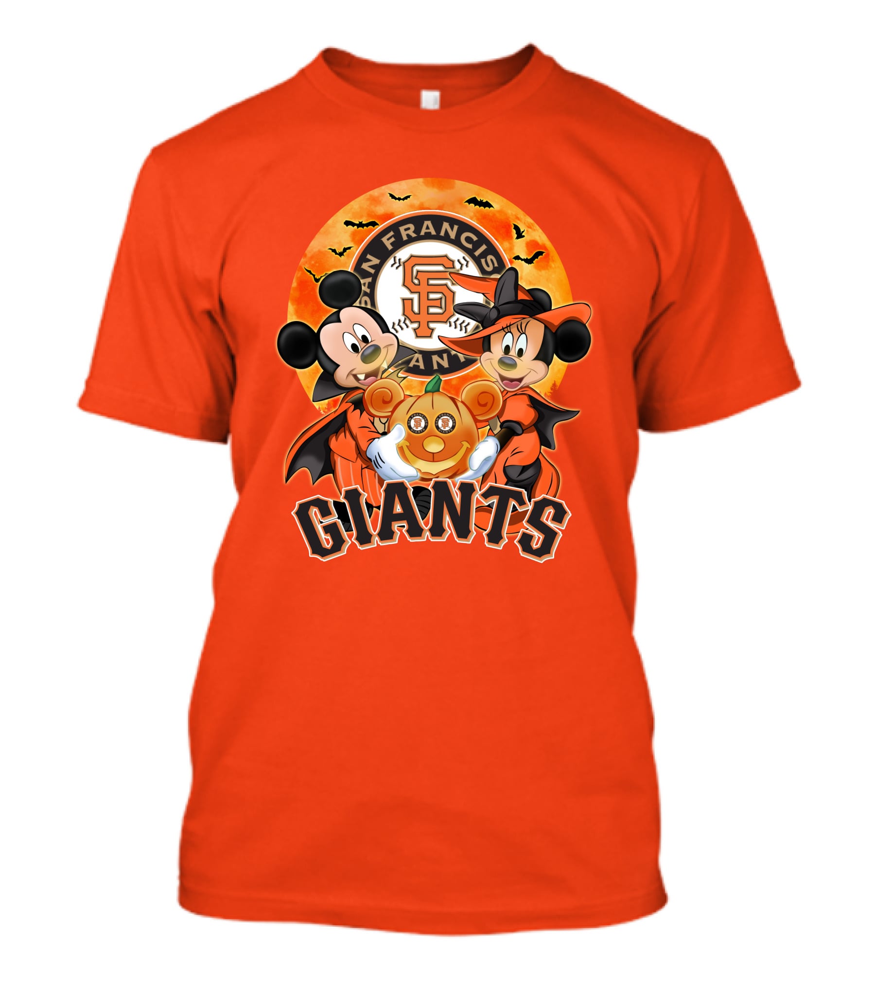 San Francisco Giants Halloween Mickey Mouse Minnie Mouse Pumpkin T-Shirt