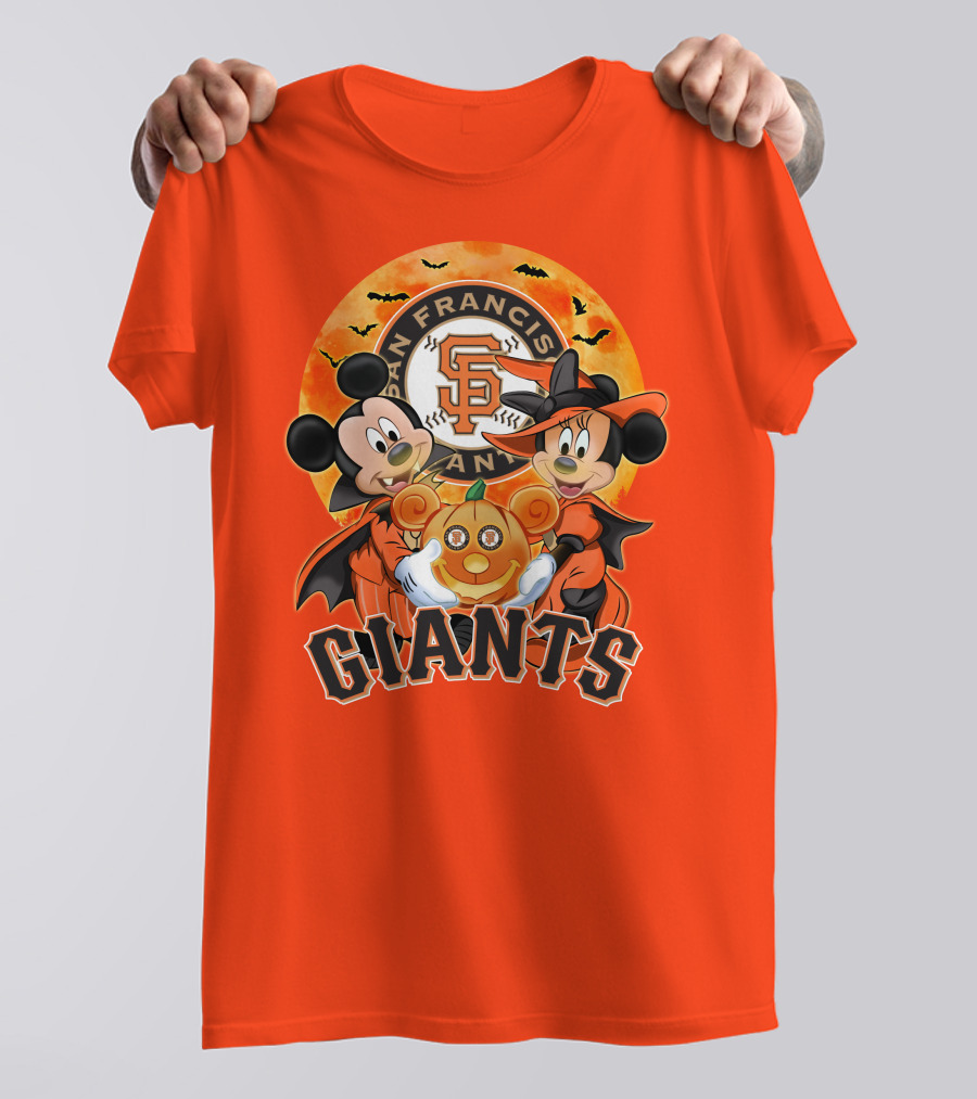 San Francisco Giants Halloween Mickey Mouse Minnie Mouse Pumpkin T-Shirt
