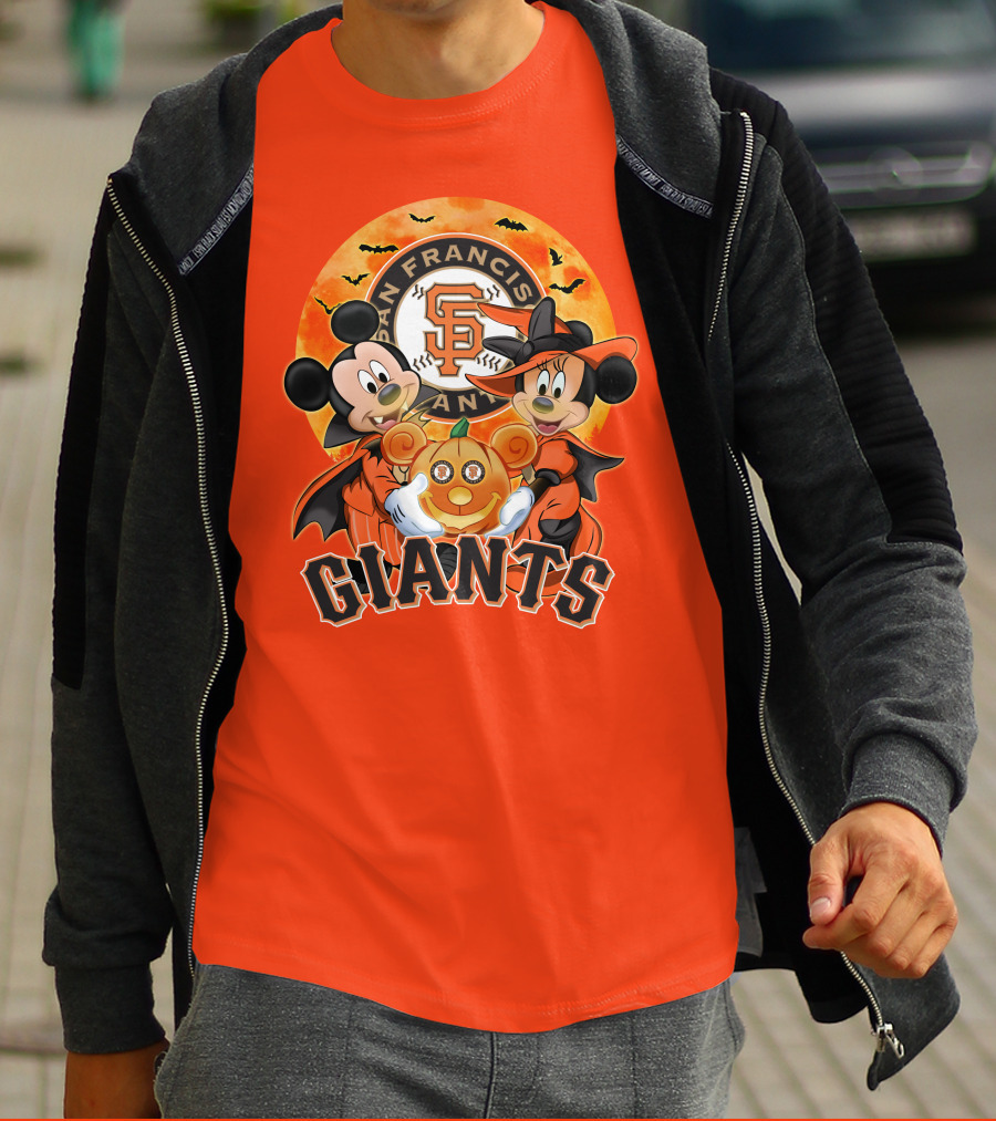 San Francisco Giants Halloween Mickey Mouse Minnie Mouse Pumpkin T-Shirt